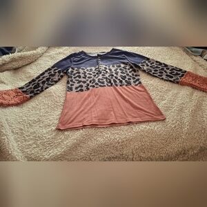 Leopard Print Long Sleeve Top